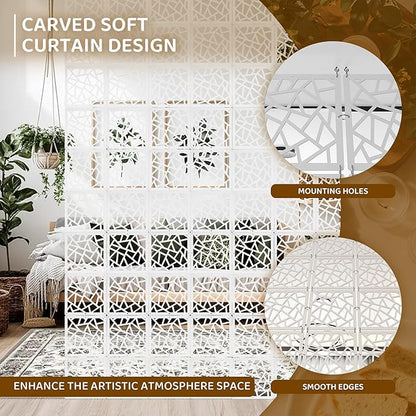 24 Pcs PVC Hanging Room Divider, Flower Carving Pattern Panels, Decorative Wall - Image 7