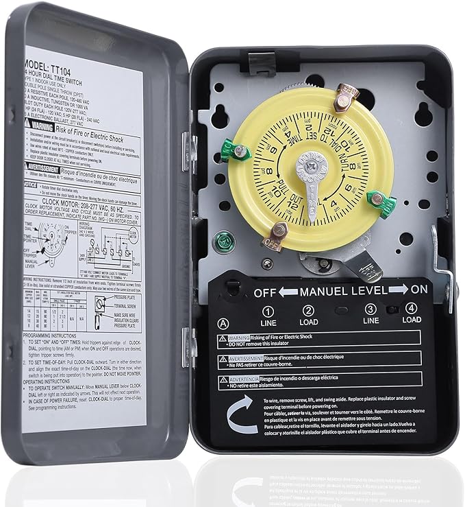 T104 Mechanical Time Switch, 208-277V AC 40A DPST, 24-Hour Dial by Unknown