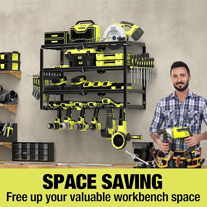 4 Layer Power Tool Organizer Wall Mount, Battery Tools Holder - Image 5