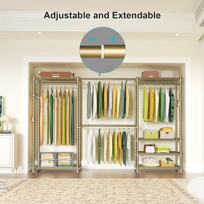 Ulif E1 Heavy Duty Closet Garment Rack, 6 Tiers Adjustable Metal Freestanding - Image 3