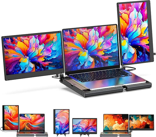 Laptop Screen Extender F3, Triple Portable Monitor 14-inch 360 Degrees Rotation by SMISEACOW