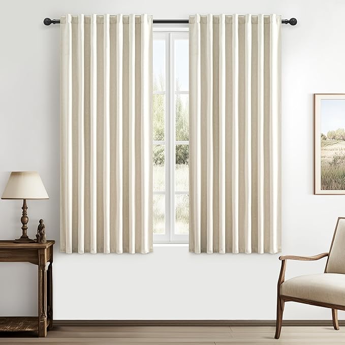 Warm Cream Short Length Blackout Curtains by QJMYDECO