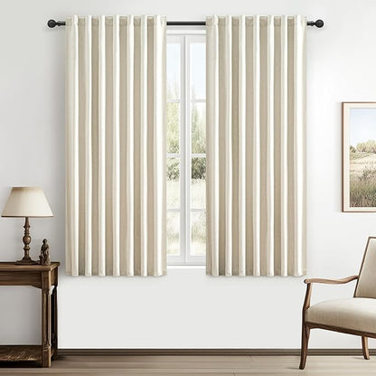 Warm Cream Short Length Blackout Curtains by QJMYDECO
