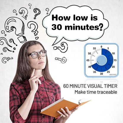 Secura 7.5 Inch Visual Timer, 60 Minute Visual Oversize Countdown Timer - Image 2