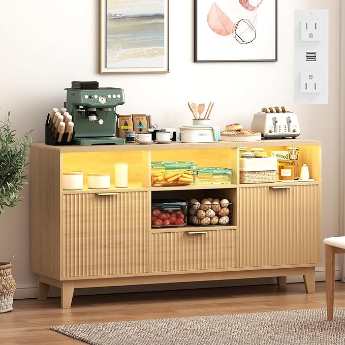 58" Large Sideboard Buffet Cabinet by GlouModFurniture