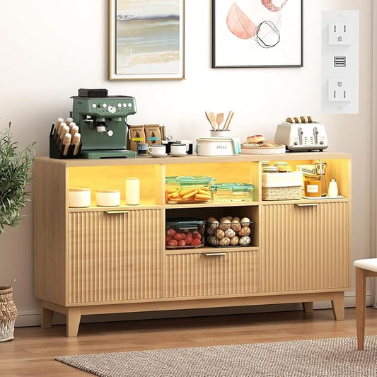 58" Large Sideboard Buffet Cabinet by GlouModFurniture