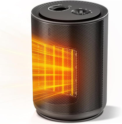 Portable Ceramic Space Heater w/Thermostat, 1500W Indoor Electric Mini Heater by Electactic