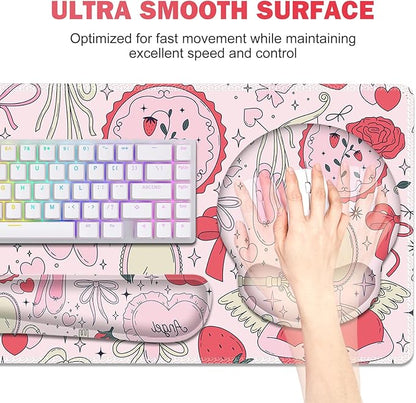 Gaming Mouse Pad, Large Desk Mat, Cute Desk Pad Protector, 4in1 XXL Mousepad + - Image 2