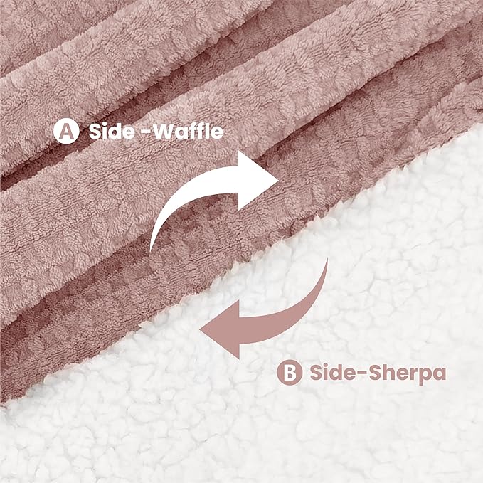 Heated Blanket Electric Blanket Twin Waffle, 62x84 Inches Sherpa Fleece Fast - Image 8