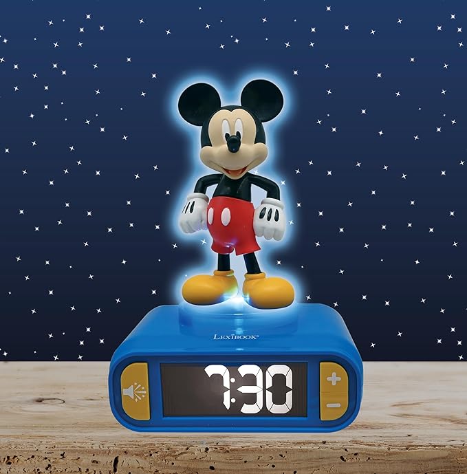 LEXiBOOK, Disney Mickey, Mickey Nightlight Alarm Clock, Sounds and Melodies - Image 3