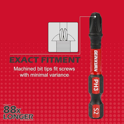 Anti-slip Hex Impact Tough Magnetic Screwdriver Bits Set 2 in. PH1/PH2/PH3 - Image 6