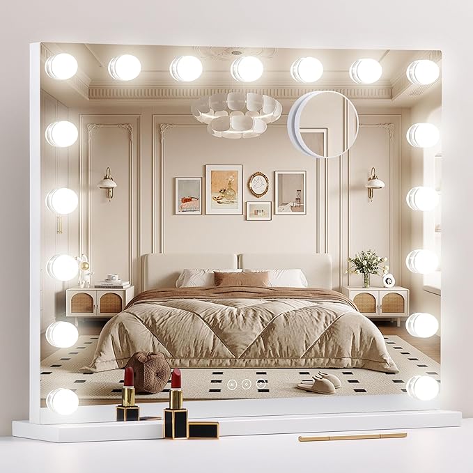 Vanity Mirror with Lights, Makeup Mirror with 17 Dimmable LED Bulbs, 3 Color by NUSVAN