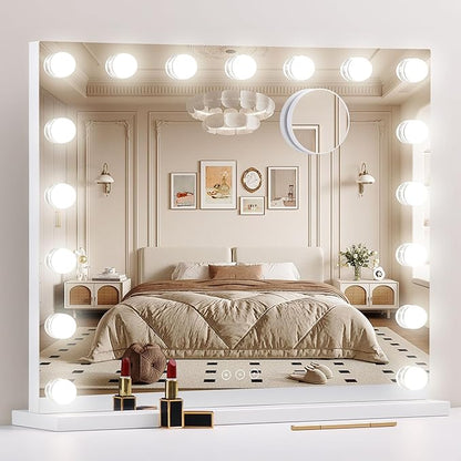 Vanity Mirror with Lights, Makeup Mirror with 17 Dimmable LED Bulbs, 3 Color by NUSVAN