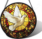 DASTOLL Stained Glass Window Hanging, Flying White Dove Sun Catchers Diamond by DASTOLL
