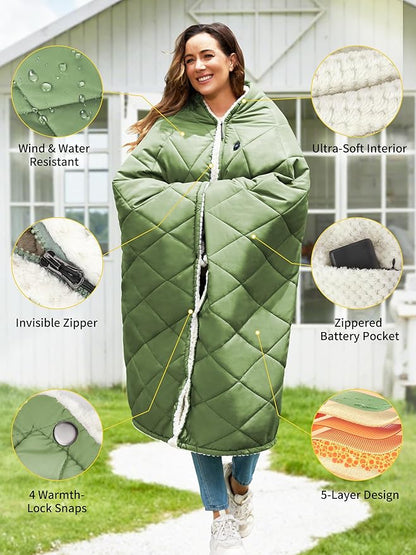 Heated Blanket Battery Operated, 12V Portable Wearable Heated Shawl Poncho - Image 7