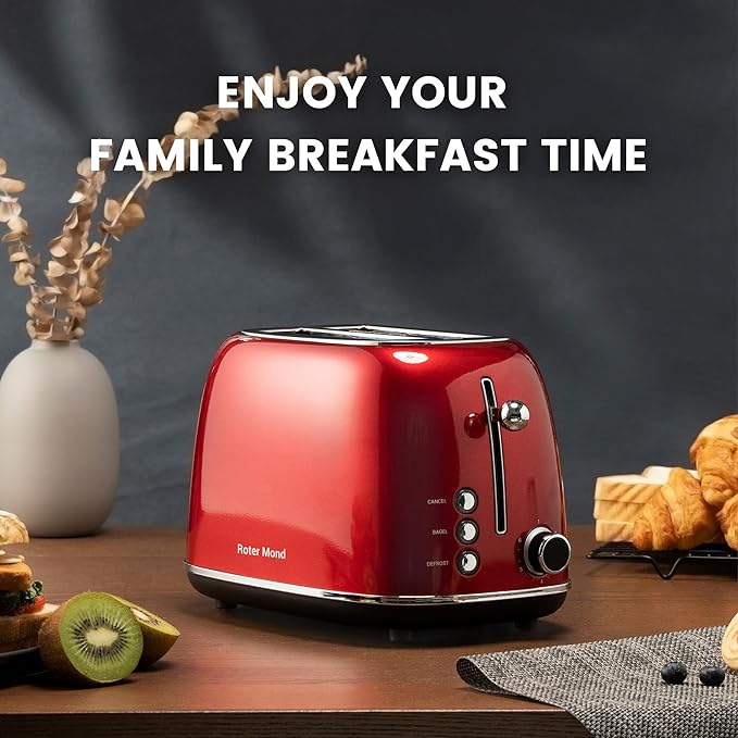 Roter Mond 2 Slice Toaster Retro Stainless Steel - Image 2