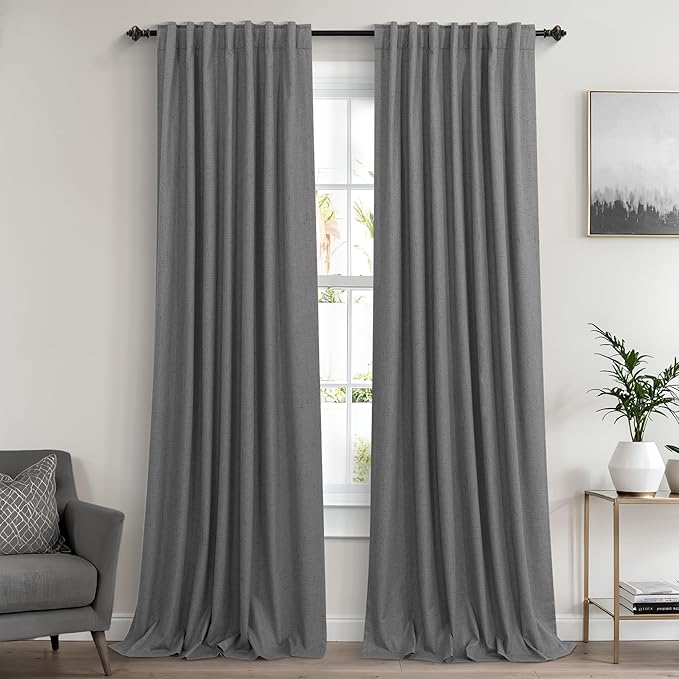 KOUFALL 102 Inch Long Curtains, 2 Panels Set, Dark Gray - Image 9