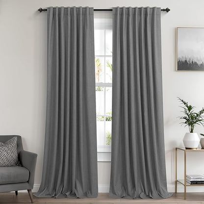 KOUFALL 102 Inch Long Curtains, 2 Panels Set, Dark Gray - Image 9