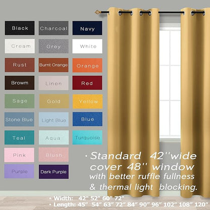 KOUFALL Sun Light Gold Curtains 42x72 Inches Long - Image 3