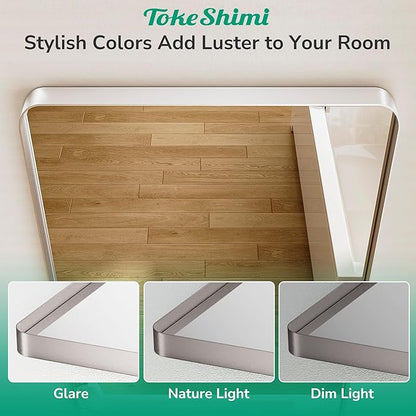 TokeShimi 30 x 30 Brushed Nickel Bathroom Mirror, Nickel Vanity Mirror - Image 5
