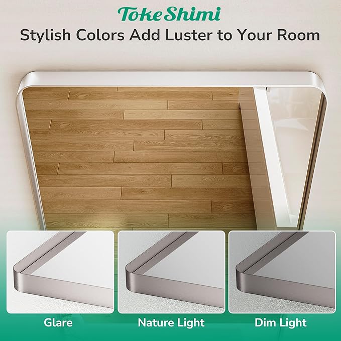 TokeShimi 24x32 Brushed Nickel Bathroom Mirror, Vanity Mirror - Image 4