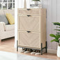 Shoe Cabinet Storage with 2 Flip Drawers, Narrow Hidden Shoes Cabinet Organizer by Unknown