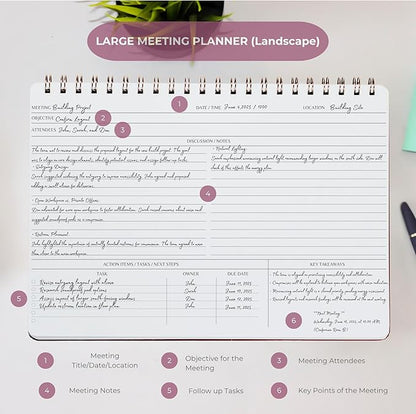 | Meeting Notebook for Work | 8.25" x 11.75" | Project Planner | Simple Design - Image 3