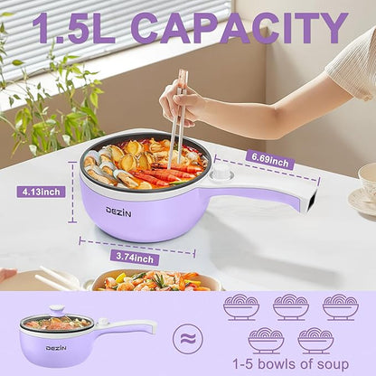 Dezin Hot Pot Electric Upgraded, Non-Stick Sauté Pan, Rapid Noodles Electric Pot - Image 4