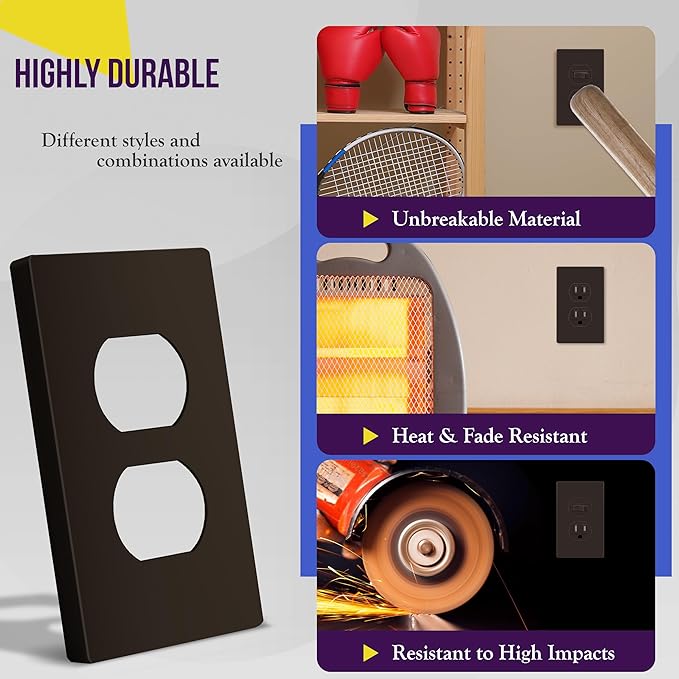 ENERLITES Screwless Duplex Wall Plate, Child Safe Receptacle Outlet Cover - Image 4