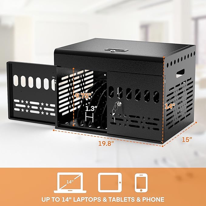 12-Device Tablet Charging Station Lock Box, Computer Cabinet - Image 8