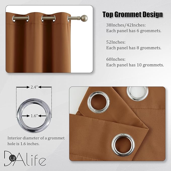 DUALIFE Caramel Brown Blackout Curtains - Image 3