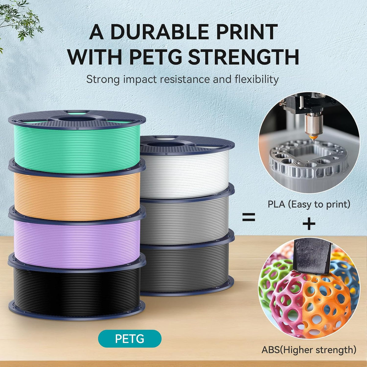 PETG Filament 1.75mm, SUNLU 3D Printer Filament Bundle for Bambu Lab 3D Print...