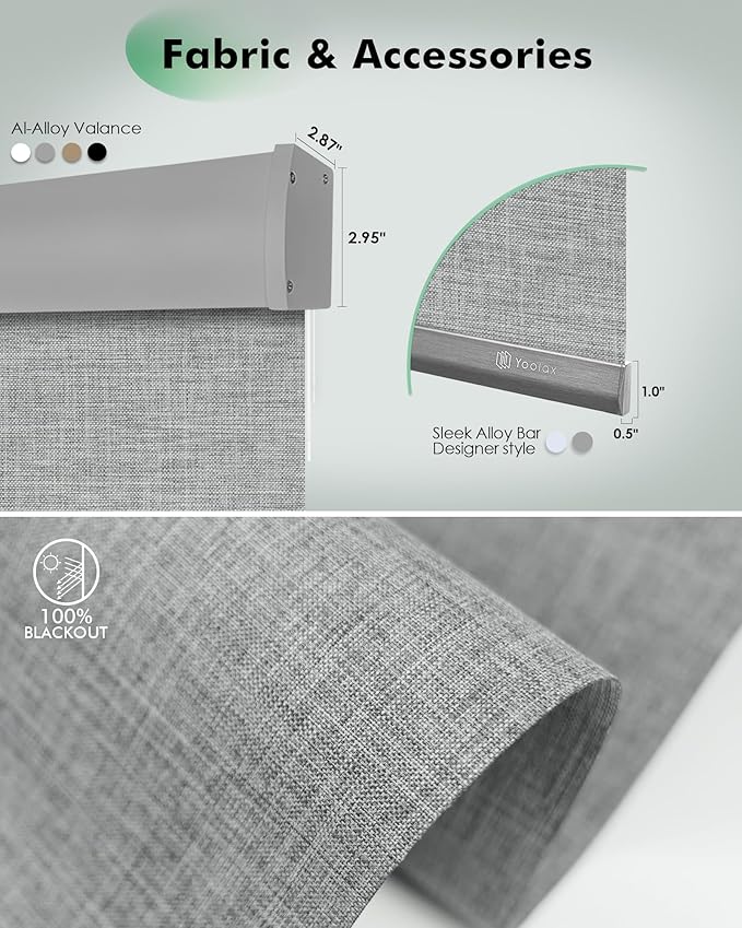 Yoolax Motorized Blinds with Remote, Automatic Roller Shades Cordless Electric - Image 5