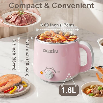 Dezin Hot Pot Electric, Rapid Noodles Cooker, Stainless Steel Electric Pot 1.6 - Image 3