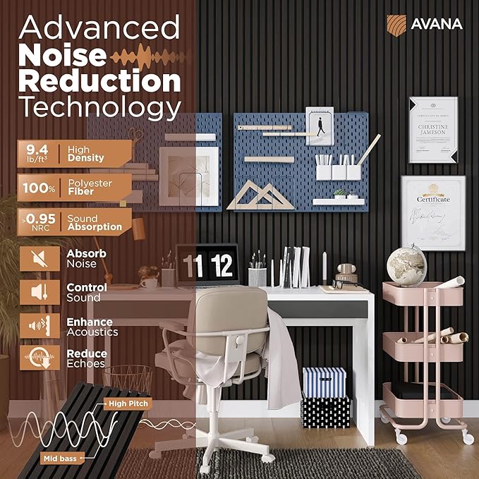 Avana Acoustic Wood Wall Panels – 47.2 x 12.6 Inch Smoke Oak Acoustic Panels 1 - Image 5