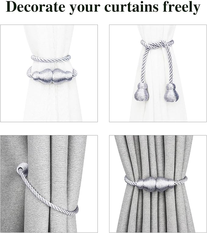 Nieffeiy Magnetic Curtain Tiebacks Outdoor Curtain Tie Backs Rope Decorative - Image 4