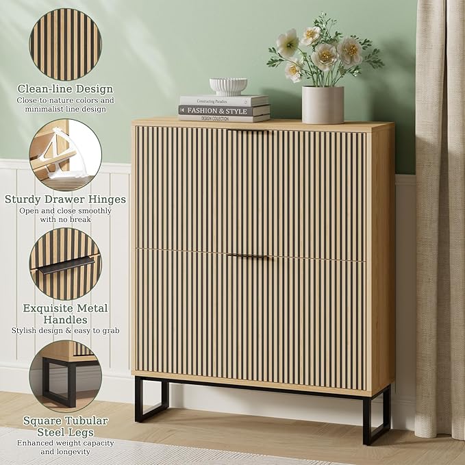 Shoe Cabinet Storage Entryway Slim, Shoe Organizer Cabinet - Image 4