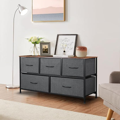 Dresser for Bedroom with 5 Drawers, Chest of Drawers, Storage Drawers Organizer - Image 2