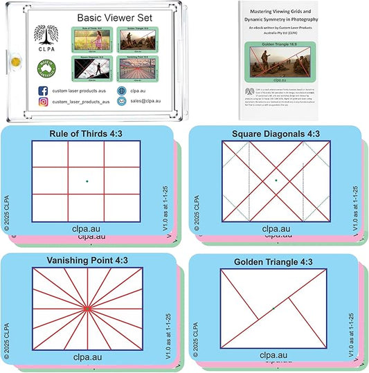 CLPA Basic Photographic Viewfinder Set: Rule of Thirds, Square Diagonals by CLPA