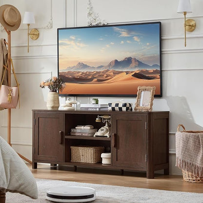 Joaxswe Farmhouse 55" Entertainment Center, Dark Walnut Tv Stand - Image 7