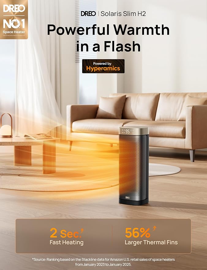 DREO Space Heaters for Indoor Use Large Room, 70 ° Oscillation, Fast Heating - Image 2