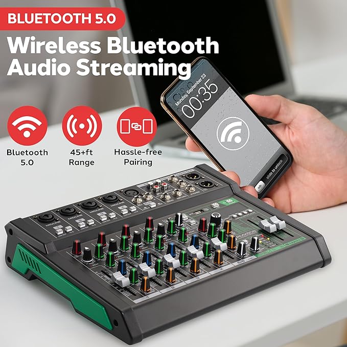 Pyle 8-Channel Audio Mixer, USB Interface, MP3 Compatible, XLR Inputs and LED - Image 2