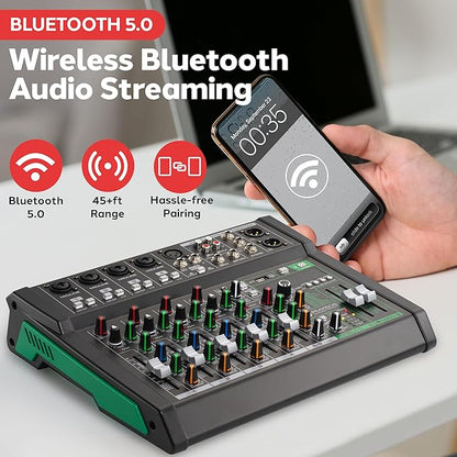 Pyle 8-Channel Audio Mixer, USB Interface, MP3 Compatible, XLR Inputs and LED - Image 2