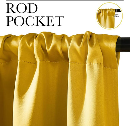NICETOWN Gold Blackout Cafe Faux Silk Curtains - Image 2
