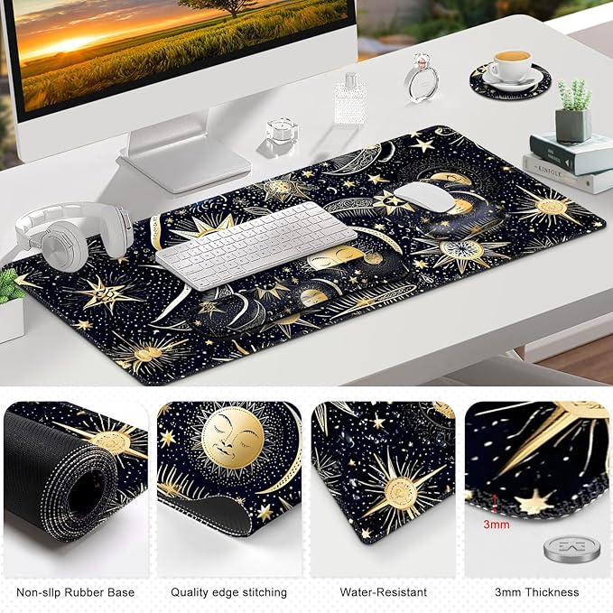 Gaming Mouse Pad, Large Desk Mat, Cute Desk Pad Protector, 4in1 XXL Mousepad + - Image 7