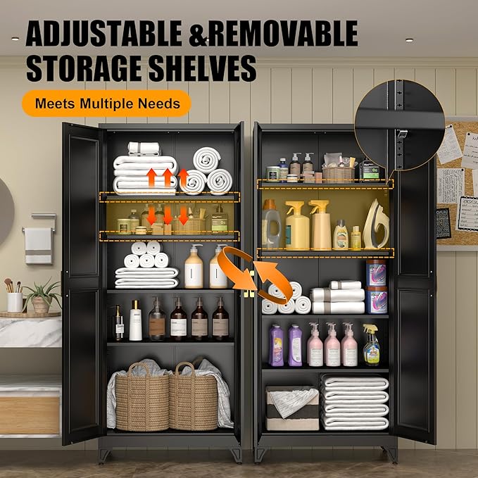75" Tall Metal Storage Cabinet, Kitchen Pantry Storage Cabinets - Image 4
