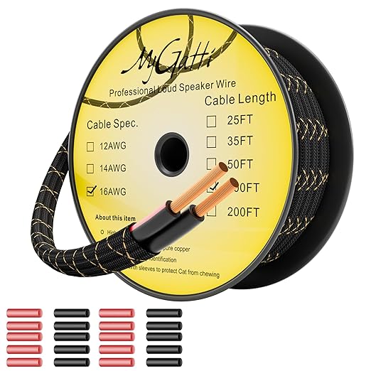 16/2 Speaker Wire 100 Feet, 16AWG Gauge Speaker Cable, Direct Burial, Durable by Mygatti