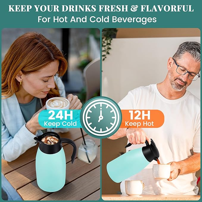 68 Oz Thermal Coffee Carafe, Stainless Steel Insulated Vacuum coffee crafts to - Image 3