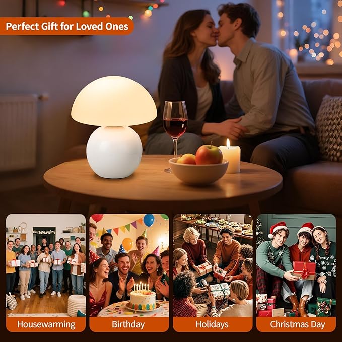 Mushroom Table Lamp, Ceramic Base - Image 9