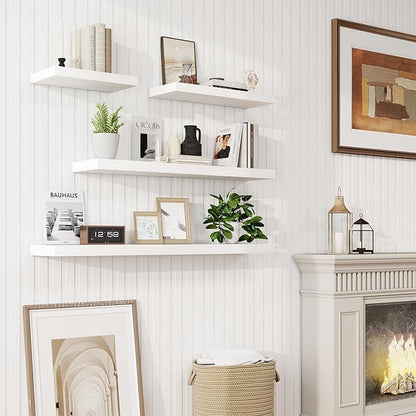 48in Floating Shelves for Wall, 2 Pack Long Wall Mounted Engineered Wood Shelves - Image 2
